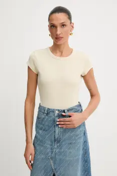 BOSS Orange tricou culoarea bej, cu spate descoperit, 50536871 imagine