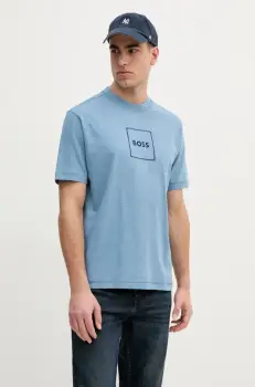 BOSS Orange tricou din amestec de in barbati, cu imprimeu, 50536729 imagine