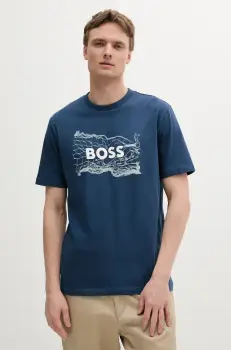 BOSS Orange tricou din bumbac barbati, cu imprimeu, 50539186 imagine
