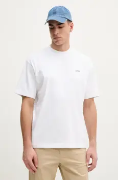 BOSS Orange tricou din bumbac barbati, culoarea alb, cu imprimeu, 50540520 imagine