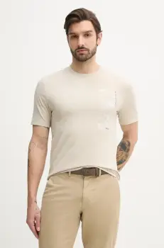 BOSS Orange tricou din bumbac barbati, culoarea bej, cu imprimeu, 50539179 imagine