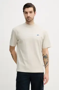 BOSS Orange tricou din bumbac barbati, culoarea bej, cu imprimeu, 50540520 imagine