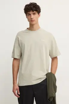 Boss Orange tricou din bumbac barbati, culoarea bej, neted, 50528468 imagine