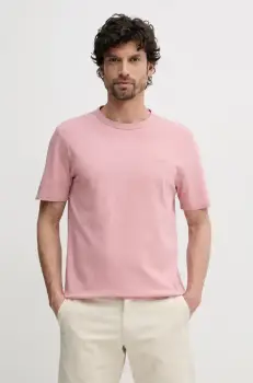 BOSS Orange tricou din bumbac barbati, culoarea roz, neted, 50508243 imagine