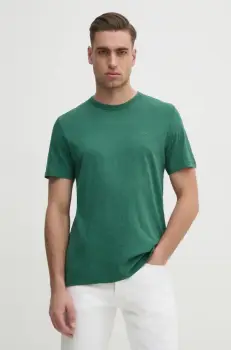 BOSS Orange tricou din bumbac barbati, culoarea verde, neted imagine