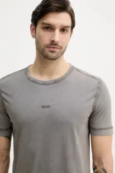 BOSS Orange tricou din bumbac BOSS ORANGE barbati, culoarea bej, neted, 50502173 imagine