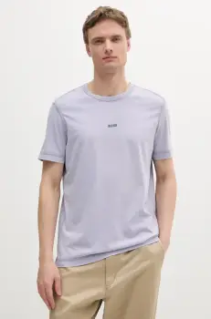 BOSS Orange tricou din bumbac BOSS ORANGE barbati, culoarea violet, neted, 50502173 imagine