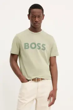 BOSS Orange tricou din bumbac BOSS ORANGE culoarea verde, cu imprimeu, 50481923 imagine