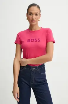 BOSS Orange tricou din bumbac BOSS ORANGE femei, culoarea roz, 50501139 imagine