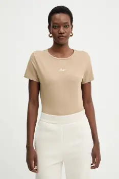 BOSS Orange tricou din bumbac C Elove embro culoarea bej, 50554696 imagine