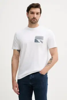 BOSS Orange tricou din bumbac culoarea alb, cu imprimeu, 50546920 imagine