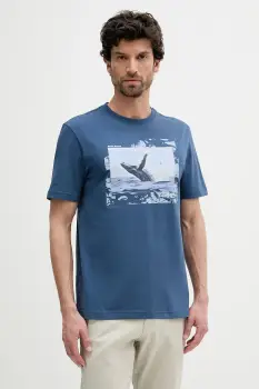 BOSS Orange tricou din bumbac culoarea bleumarin, cu imprimeu, 50539187 imagine