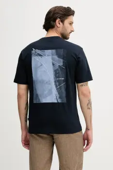 BOSS Orange tricou din bumbac culoarea bleumarin, cu imprimeu, 50546374 imagine