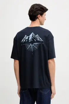 BOSS Orange tricou din bumbac culoarea bleumarin, cu imprimeu, 50551471 imagine