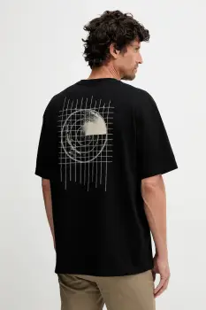 BOSS Orange tricou din bumbac culoarea negru, cu imprimeu, 50551637 imagine