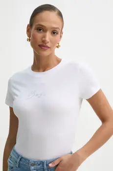 BOSS Orange tricou din bumbac femei, culoarea alb, 50538826 imagine