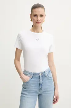 BOSS Orange tricou din bumbac femei, culoarea alb, 50540260 imagine