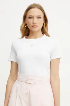 BOSS Orange tricou din bumbac femei, culoarea alb, 50540260 imagine