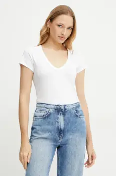 BOSS Orange tricou din bumbac femei, culoarea alb, 50540432 imagine