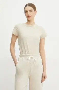 BOSS Orange tricou din bumbac femei, culoarea bej, 50541343 imagine