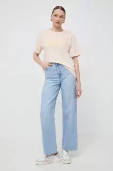 Boss Orange tricou din bumbac femei, culoarea bej imagine