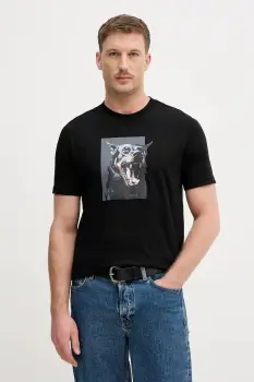 BOSS Orange tricou din bumbac Te_Dobermann culoarea negru, cu imprimeu, 50558965 imagine