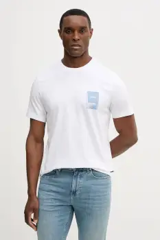 BOSS Orange tricou din bumbac Te_Plain culoarea alb, cu imprimeu, 50556023 imagine