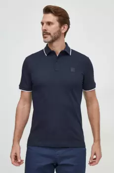 Boss Orange tricou polo barbati, culoarea albastru marin, neted imagine