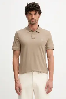 BOSS Orange tricou polo culoarea negru, uni, 50507803 imagine