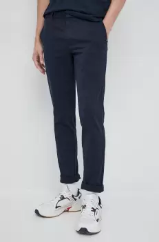 BOSS pantaloni barbati, culoarea albastru marin, mulata imagine