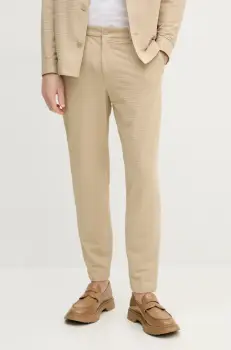 BOSS pantaloni barbati, culoarea bej, mulata, 50540687 imagine