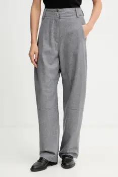 BOSS pantaloni cu lana culoarea gri, fason chinos, high waist, 50548109 imagine