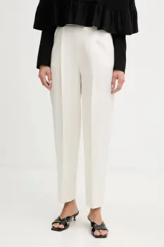 BOSS pantaloni culoarea bej, drept, high waist, 50548218 imagine
