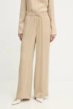 BOSS pantaloni culoarea bej, lat, high waist, 50541835 imagine