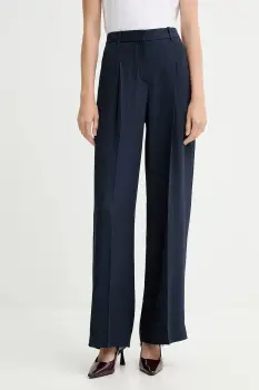 BOSS pantaloni culoarea bleumarin, lat, high waist, 50548479 imagine