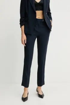 BOSS pantaloni culoarea bleumarin, mulata, high waist, 50541990 imagine