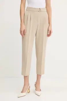 BOSS pantaloni culoarea roz, drept, high waist imagine