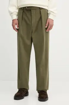 BOSS pantaloni de bumbac BECKHAM X BOSS culoarea verde, drept, 50554875 imagine