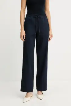BOSS pantaloni de bumbac culoarea bleumarin, drept, high waist, 50543268 imagine