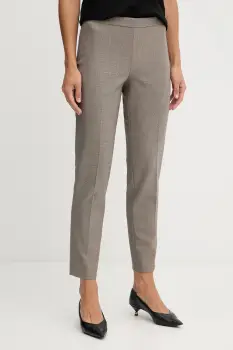 BOSS pantaloni de lana culoarea bej, fason tigareta, high waist, 50545535 imagine