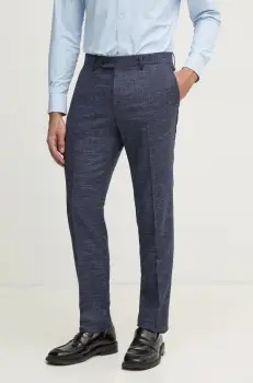 BOSS pantaloni de lana culoarea bleumarin, cu fason chinos, 50535685 imagine