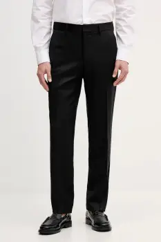 BOSS pantaloni de lana culoarea gri, drept, 50469183 imagine