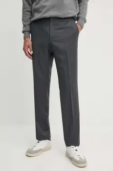 BOSS pantaloni de lana culoarea gri, drept, 50469183 imagine