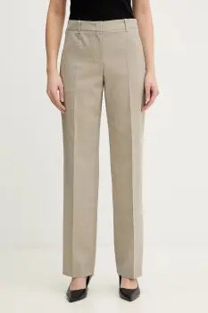 BOSS pantaloni de lana culoarea gri, drept, medium waist, 50542004 imagine