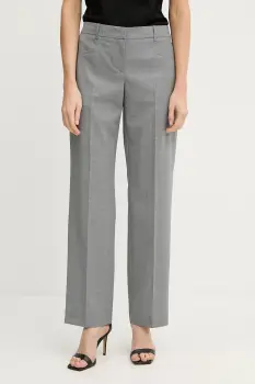 BOSS pantaloni de lana culoarea gri, drept, medium waist, 50542004 imagine