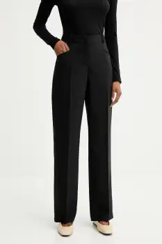 BOSS pantaloni de lana culoarea negru, lat, medium waist, 50546613 imagine