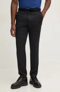 BOSS pantaloni de lana culoarea negru, mulata, 50469174 imagine