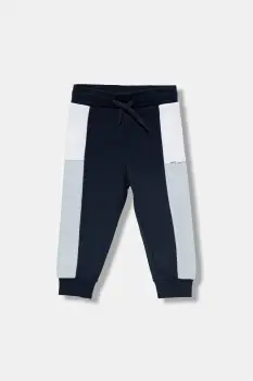BOSS pantaloni de trening pentru bebelusi culoarea bleumarin, cu imprimeu, J52429 imagine