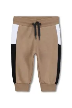 BOSS pantaloni de trening pentru bebelusi culoarea maro, cu imprimeu, J52429 imagine