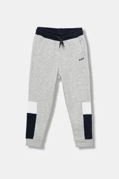 BOSS pantaloni de trening pentru copii culoarea gri, cu imprimeu, J52290 imagine